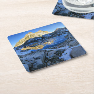 Dessous-de-verre Carré En Papier Mt Izaak Walton au-dessus de Bighorn Lake Sunrise