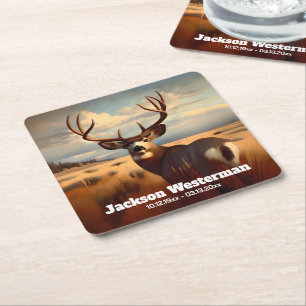 Dessous-de-verre Carré En Papier Mule Deer sur le mémorial de Prairie
