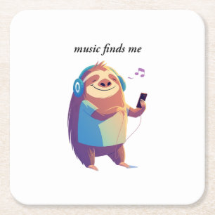 Dessous-de-verre Carré En Papier "Music Finds Me" musique vibes design