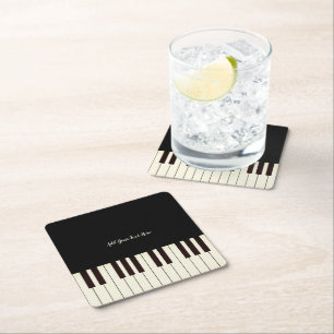 Dessous-de-verre Carré En Papier Musique personnalisée Piano Teacher Piano Keys
