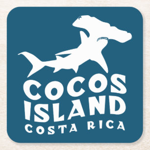 Dessous-de-verre Carré En Papier Nagez Avec Des Requins Sur L'Île De Cocos Costa Ri