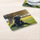 Dessous-de-verre Carré En Papier Naissance de Black Labrador Retriever (Incliné)