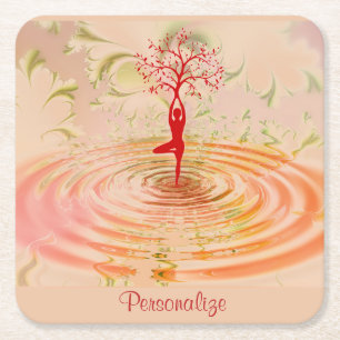 Dessous-de-verre Carré En Papier Namaste Citation Arbre de vie Zen Yoga Zen