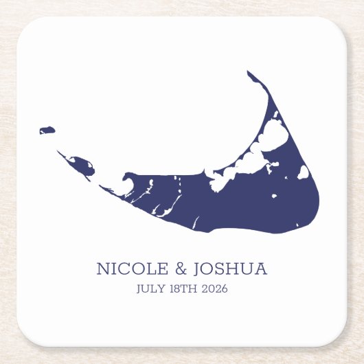 Dessous-de-verre Carré En Papier Nantucket Island Mariage Nantucket Navy (Devant)