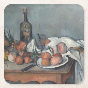 Dessous-de-verre Carré En Papier Nature morte aux oignons, peinture à l'huile, Paul