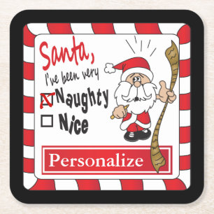 Dessous-de-verre Carré En Papier Naughty ou Nice Noël Personnalisez