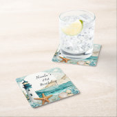 Dessous-de-verre Carré En Papier Nautical Lighthouse Birthday (En situation)