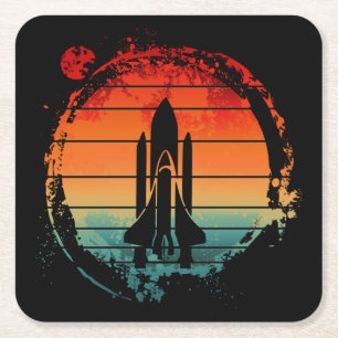 DESSOUS-DE-VERRE CARRÉ EN PAPIER NAVETTE SPATIALE VINTAGE