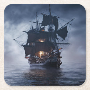 Dessous-de-verre Carré En Papier Navire de galion espagnol pirate
