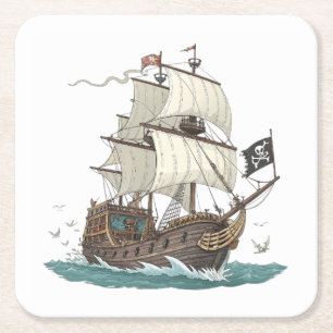 Dessous-de-verre Carré En Papier Navire Pirate