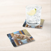 DESSOUS-DE-VERRE CARRÉ EN PAPIER NAVIRES (En situation)