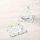 Dessous-de-verre Carré En Papier Navy and Baby Blue Floral Bridal Shower (En situation)