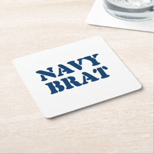 DESSOUS-DE-VERRE CARRÉ EN PAPIER NAVY BRAT