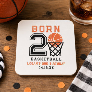 Dessous-de-verre Carré En Papier Né 2 Basketball 2e anniversaire du garçon sporti