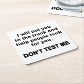 Dessous-de-verre Carré En Papier Ne me testez pas (Incliné)