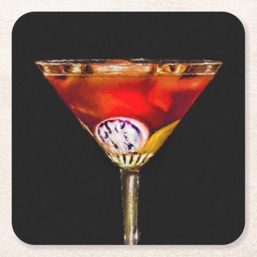 Dessous-de-verre Carré En Papier Negroni en verre d'art (Devant)