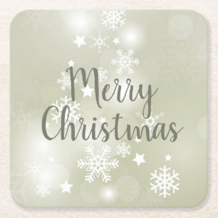 Dessous-de-verre Carré En Papier Neige sur Sage Elégante Aquarelle Abstraite