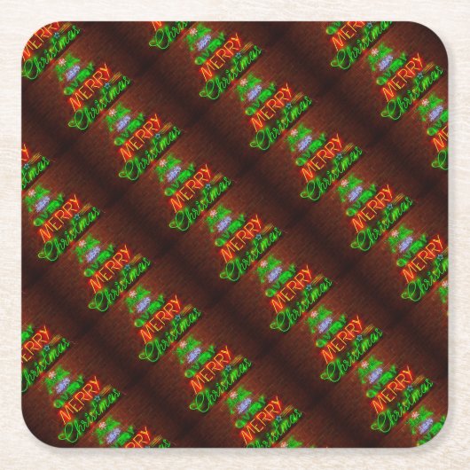 Dessous-de-verre Carré En Papier Neon A Un Très Joyeux Noël (Devant)