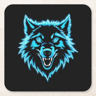 Dessous-de-verre Carré En Papier Neon Wolf