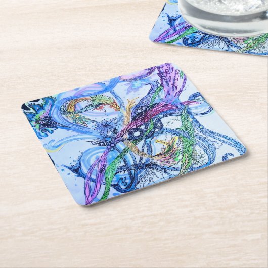 Dessous-de-verre Carré En Papier Neuron aquatique (Incliné)