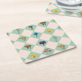 Dessous-de-verre Carré En Papier Neutral checks with assorted fungi (Incliné)