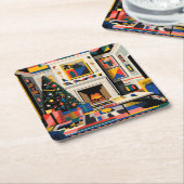Dessous-de-verre Carré En Papier New Wave 1980s Pop Art Christmas Coaster (Incliné)