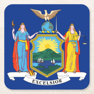 Dessous-de-verre Carré En Papier New York : The Empire State, Home Big Apple Flag