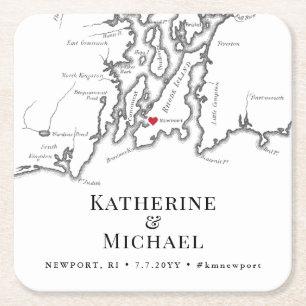 Dessous-de-verre Carré En Papier Newport RI Mariage Welcome Party Cocktail Hour