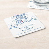 Dessous-de-verre Carré En Papier Newport RI Mariage Welcome Party Cocktail Hour (Incliné)