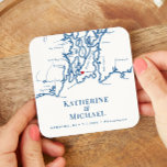 Dessous-de-verre Carré En Papier Newport RI Mariage Welcome Party Cocktail Hour<br><div class="desc">Améliorez votre Newport, Rhode Island mariage avec notre charmant Zazzle mariage préférez le papier à boire des coasters! Dotés d'un élégant design bleu marine inspiré de la carte pittoresque de la baie de Narragansett, ces dessous de verre sont parfaits pour votre fête de bienvenue ou votre cocktail heure. Idéal pour...</div>