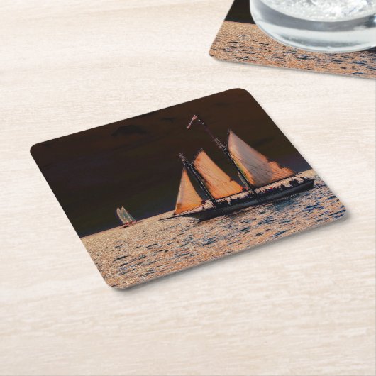 Dessous-de-verre Carré En Papier Night Sail - Key West, Floride (Incliné)