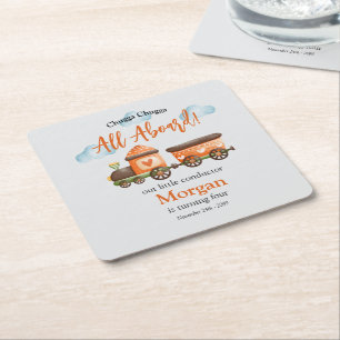 Dessous-de-verre Carré En Papier N'importe quel âge Anniversaire Joli train Waterco