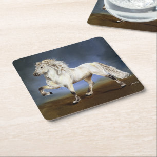 Dessous-de-verre Carré En Papier Nobilité Cheval Blanc Islandais