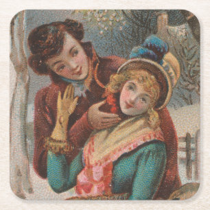 Dessous-de-verre Carré En Papier Noël, Angleterre - Publicité de l'ère victorienne,
