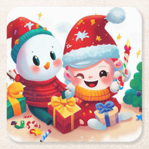 Dessous-de-verre Carré En Papier Noël Anniversaire 5