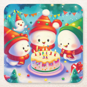 Dessous-de-verre Carré En Papier Noël Anniversaire 6