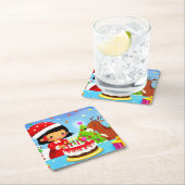 Dessous-de-verre Carré En Papier Noël Anniversaire 7 (En situation)