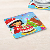 Dessous-de-verre Carré En Papier Noël Anniversaire 7 (Incliné)