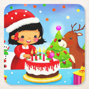 Dessous-de-verre Carré En Papier Noël Anniversaire 7