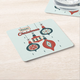 Dessous-de-verre Carré En Papier Noël atomique du milieu du siècle