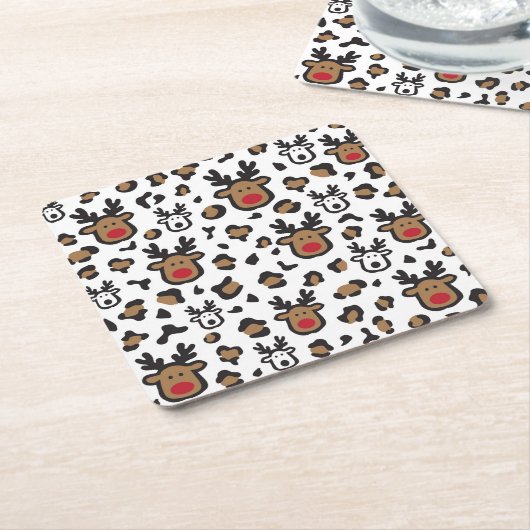Dessous-de-verre Carré En Papier Noël aux rennes (Incliné)