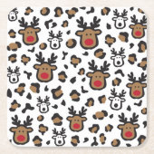 Dessous-de-verre Carré En Papier Noël aux rennes (Devant)