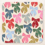 Dessous-de-verre Carré En Papier Noël Bows Coquette<br><div class="desc">Vaches de Noël - Rubans Coquette.</div>