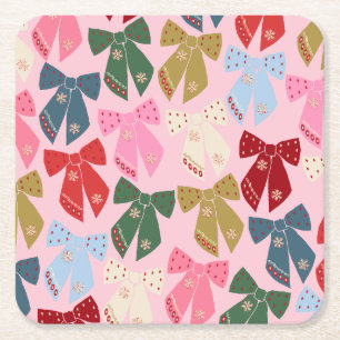 Dessous-de-verre Carré En Papier Noël Bows Coquette rose