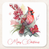 Dessous-de-verre Carré En Papier Noël cardinal aquarelle (Devant)
