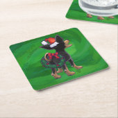 Dessous-de-verre Carré En Papier Noël Chihuahua sur vert (Incliné)