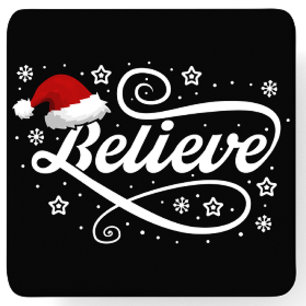 Dessous-de-verre Carré En Papier Noël Croire Père Noël - Noir de chapeau de Père No