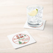 Dessous-de-verre Carré En Papier Noël de famille Gnome (En situation)