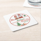 Dessous-de-verre Carré En Papier Noël de famille Gnome (Incliné)