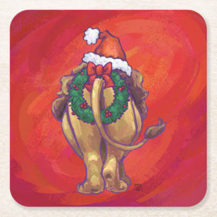 Dessous-de-verre Carré En Papier Noël du lion en rouge